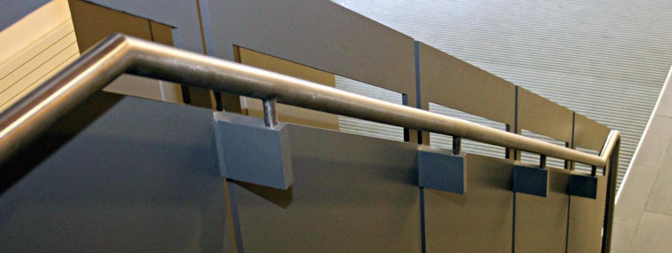 Custom handrail, fabricated and installed for Middlebury College.